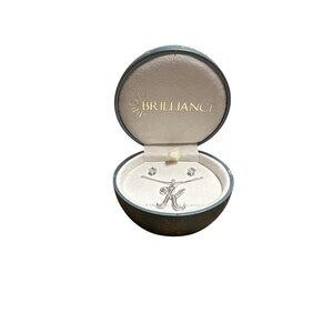 Brillance Letter K necklace set  new fine silver plated